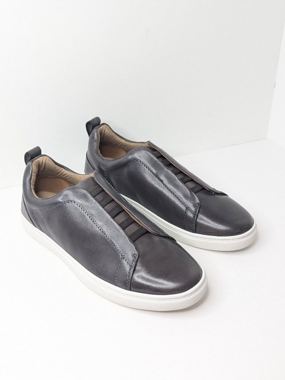 Vince Camuto Caene Slip-On Sneakers Anthracite Leather Men's 12